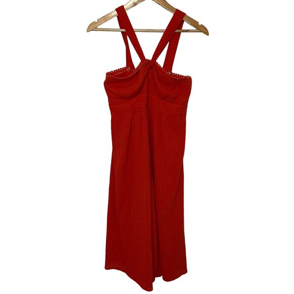 Maeve Pants - Maeve Orange Textured Jumper 2P Womens Wide Leg Halter Sleeveless Boho Twist